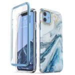 variatie Cosmo 360 Back Case met Screen Protector iPhone 11 – Marble Blauw