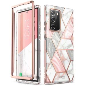 COSMO 360° Backcover Hoesje Met Screen Protector Samsung Galaxy Note 20 - Marble Wit 1