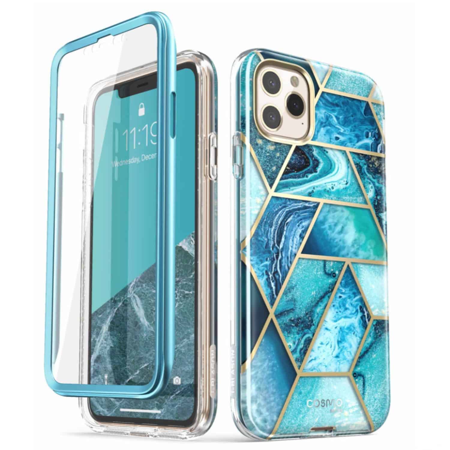 COSMO 360° Backcover Hoesje Met Screen Protector iPhone 11 Pro - Marble Ocean