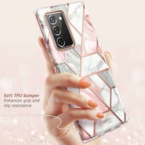 COSMO 360° Backcover Hoesje Met Screen Protector Samsung Galaxy Note 20 - Marble Wit 2