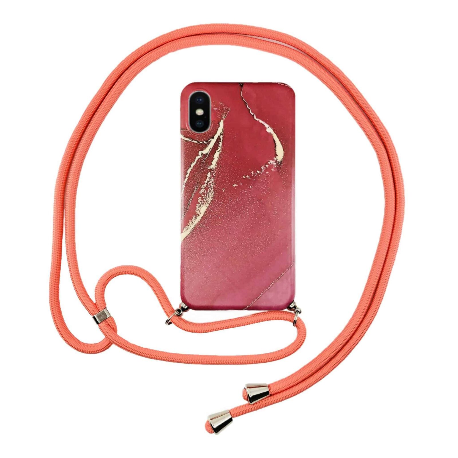 FONU Marmer Backcover Hoesje Met Koord iPhone XS X - Rood