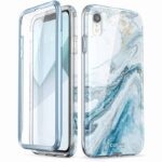 variatie Cosmo 360 Back Cover met Screen Protector iPhone XR – Marmer Blauw