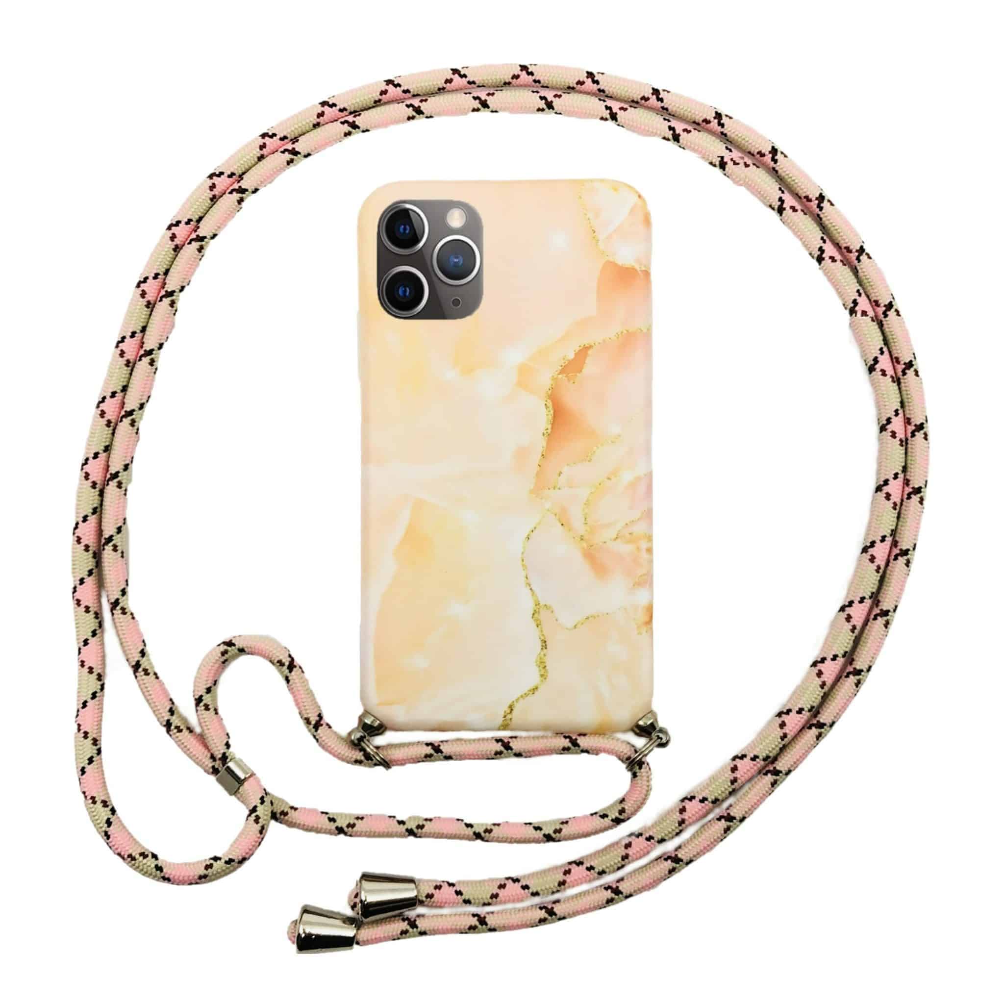 Fonu Marmer Back Cover met Koord iPhone 11 Pro Max - Orange Gold