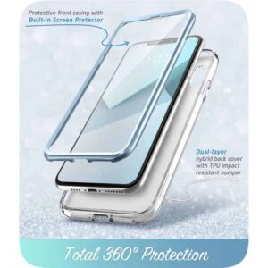 COSMO 360° Backcover Hoesje Met Screen Protector iPhone XS - Marble Blauw 2