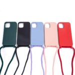 Fonu Siliconen Back Case met Touw iPhone 12 Mini - Zwart