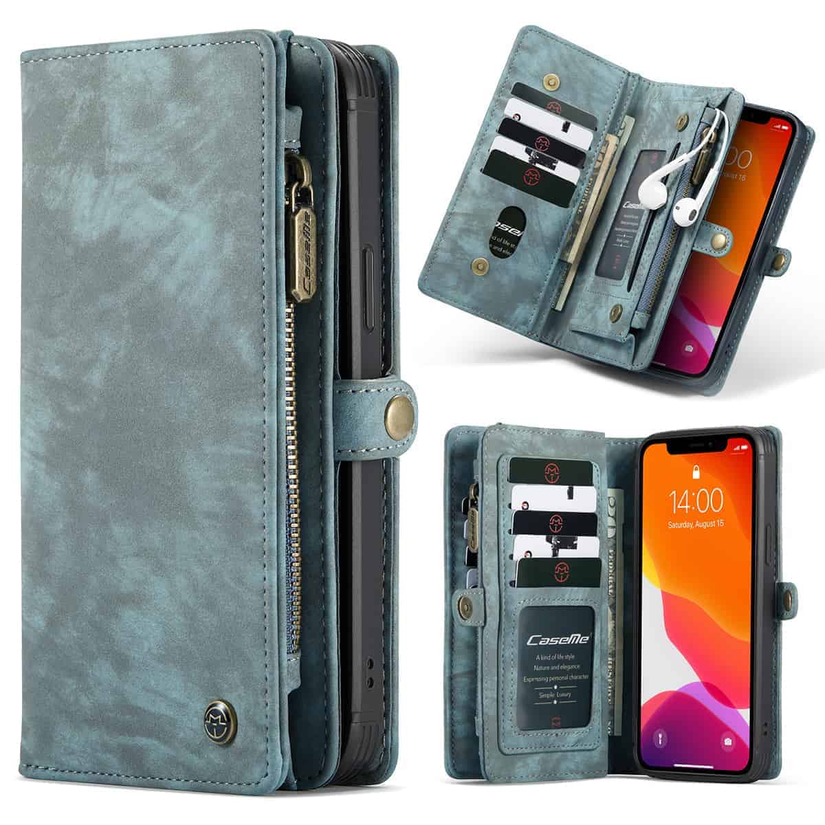 Caseme vintage Wallet Hoesje iPhone 12 Mini - Blauw