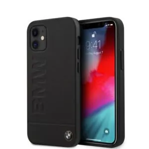 Bmw Leren Logo Imprint Achterkantje iPhone 12 Mini – Zwart
