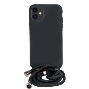 Fonu Siliconen Backcase met Touwtje iPhone 12 Pro en 12 – Zwart