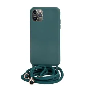 Fonu Siliconen Telefooncover met Koord iPhone 12 Pro Max – Forest Groen