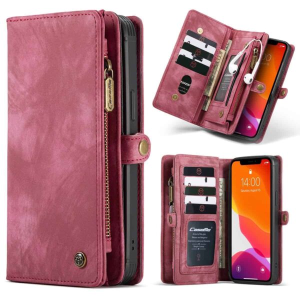 CaseMe Vintage Wallet Case Hoesje iPhone 12 - 5.4 inch - Rood 1