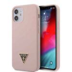 variatie GUESS Triangle Siliconen Back Cover iPhone 12 Mini – Roze