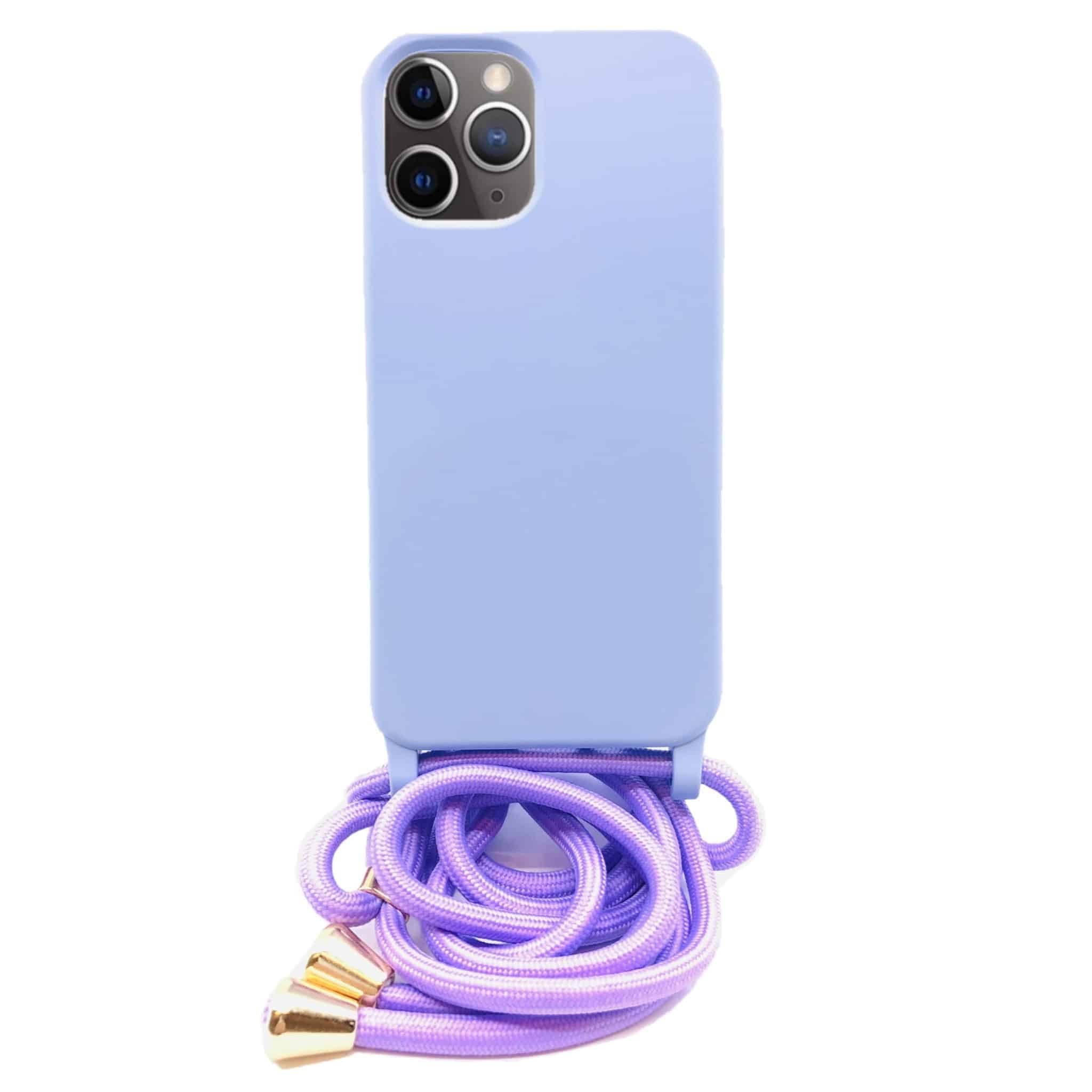 Fonu Siliconen hoesje met Touwtje iPhone 12 Pro en 12 - Paars