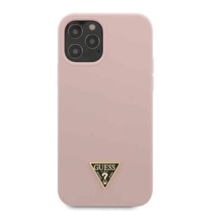 GUESS Triangle Siliconen Backcover Hoesje iPhone 12 iPhone 12 Pro - Roze 3