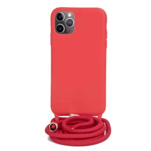 Fonu Siliconen hoesje met Touwtje iPhone 12 Pro – iPhone 12 – Rood