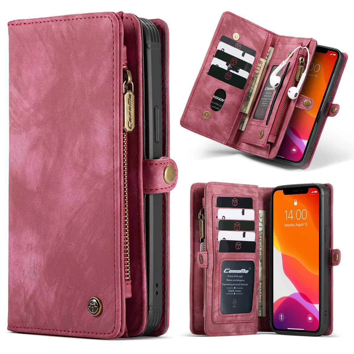 Caseme vintage Wallet Beschermhoesje iPhone 12 Pro Max - Rood