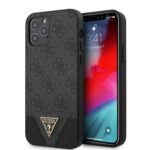 Guess Triangle Logo Achterkant Hoesje iPhone 12 Pro Max – Grijs