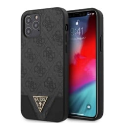 Guess Triangle Logo Back Cover iPhone 12 Pro en 12 - Grijs