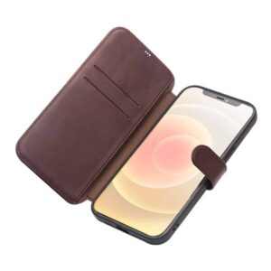 Qialino Luxe Genuine Leather Bookcase Hoesje iPhone 12 Mini - Donkerbruin 4