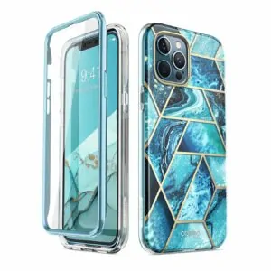Cosmo 360 Achterkant Hoesje met Screen Protector iPhone 12 Pro en 12 – Marble Ocean
