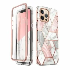 Cosmo 360 Achterkantje met Screen Protector iPhone 12 Pro en 12 – Marble Wit