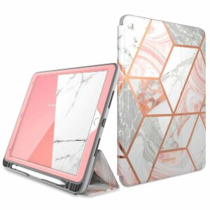 Cosmo Book Tablethoesje iPad 9 – 8 – 7 – 10.2 inch – Apple Penhouder – Marble Wit