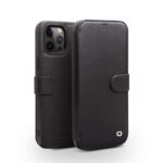 variatie Qialino Genuine Leather Booklet Hoesje iPhone 12 Pro Max – Zwart
