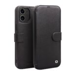 variatie Qialino Genuine Leather Book Cover iPhone 12 Mini – Zwart