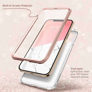 COSMO 360° Backcover Hoesje Met Screen Protector iPhone 12 Mini - Marble Wit 2