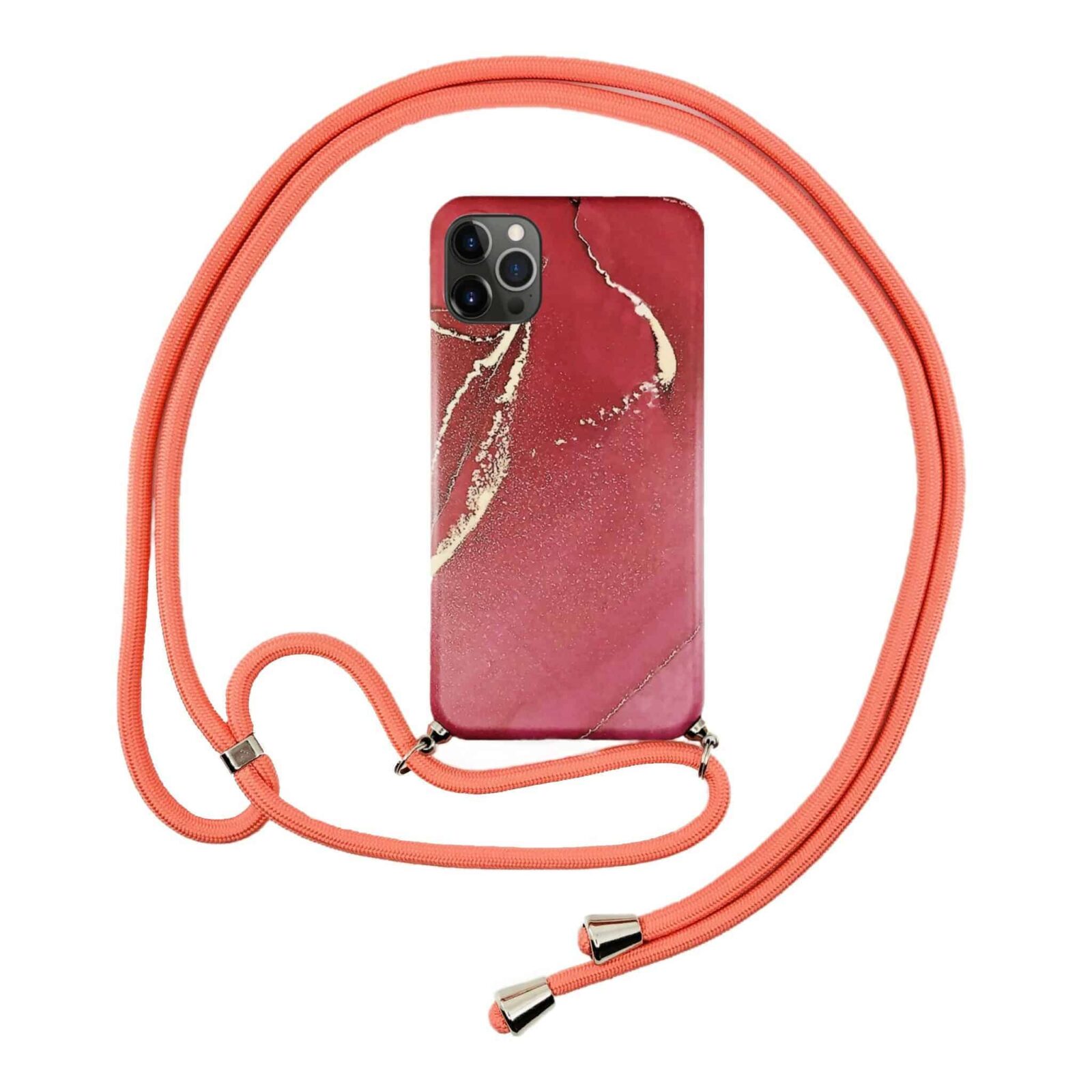 FONU Marmer Backcover Hoesje Met Koord iPhone 12 pro - Rood