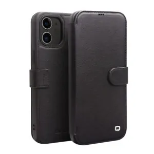 Qialino Genuine Leather Book Cover iPhone 12 Mini – Zwart