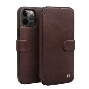 Qialino Luxe Genuine Leather Book Cover iPhone 11 Pro – Donkerbruin