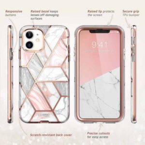 COSMO 360° Backcover Hoesje Met Screen Protector iPhone 12 Mini - Marble Wit 6