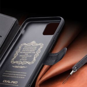 Qialino Luxe Genuine Leather Bookcase Hoesje iPhone 11 - Zwart 3