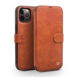 variatie Qialino Genuine Leather Booklet Cover iPhone 12 Pro Max – Lichtbruin