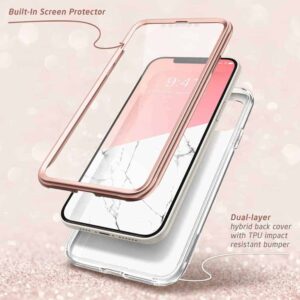 COSMO 360° Backcover Hoesje Met Screen Protector iPhone 12 en iPhone 12 Pro - Marble Wit 2