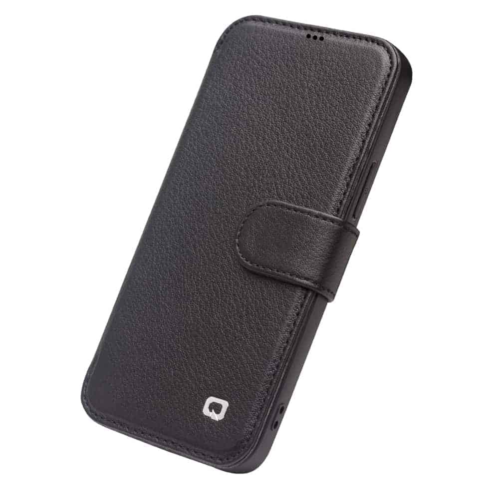 Qialino Luxe Genuine Leather Book Cover iPhone XS / X - Zwart