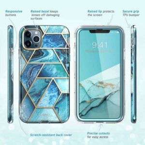 COSMO 360° Backcover Hoesje Met Screen Protector iPhone 12 en iPhone 12 Pro - Marble Ocean 5