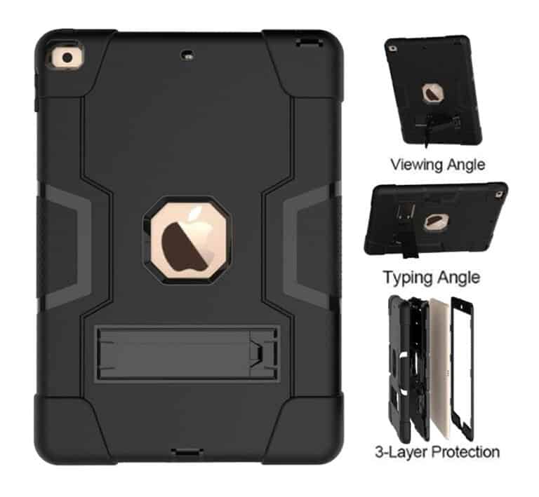 Shockproof Standcase Hoes iPad 7 - iPad 8 - iPad 9 - 10.2 inch - Zwart