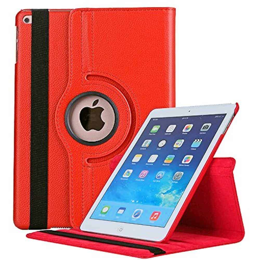 iPad Air 1 Hoes - 9.7 Inch - Air 2013 Hoes - Air 1 Case - Air 1e Generatie - Bookcase - A1474 - A1475 - A1476 - 360 Draaibaar - Met Standaard - Rood