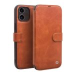 variatie Qialino Genuine Leather Book Cover iPhone 12 Mini – Lichtbruin