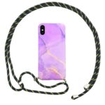 variatie FONU Marmer Backcover Smartphonehoesje Met Koord iPhone XS Max – Paars Marmer