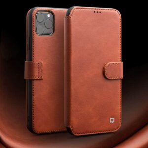 Qialino Luxe Genuine Leather Bookcase Hoesje iPhone 11 Pro Max - Lichtbruin 2