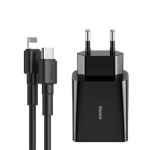 Baseus USB-C naar Lightning - 18W Snellader 3A - Kabel inclusief Stekker - 1Meter