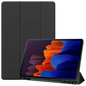 Tri-Fold SmartCase Hoes Samsung Tab S8 Plus – S7 Plus – S7 FE – 12.4 inch – Zwart