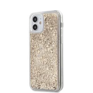 GUESS 4G Liquid Glitter Backcover Hoesje iPhone 12 Mini - Goud 2