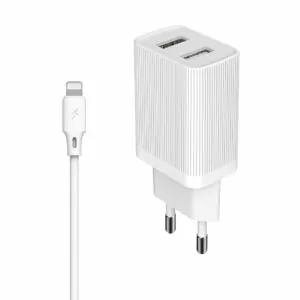 Oplader met 1 meter Lightning Oplaadkabel – 2x USB 2.1A Poort