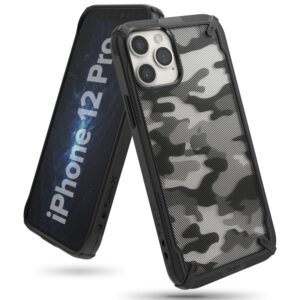 Ringke Fusion X Design Back Case iPhone 12 Pro en 12 – Zwart Camo