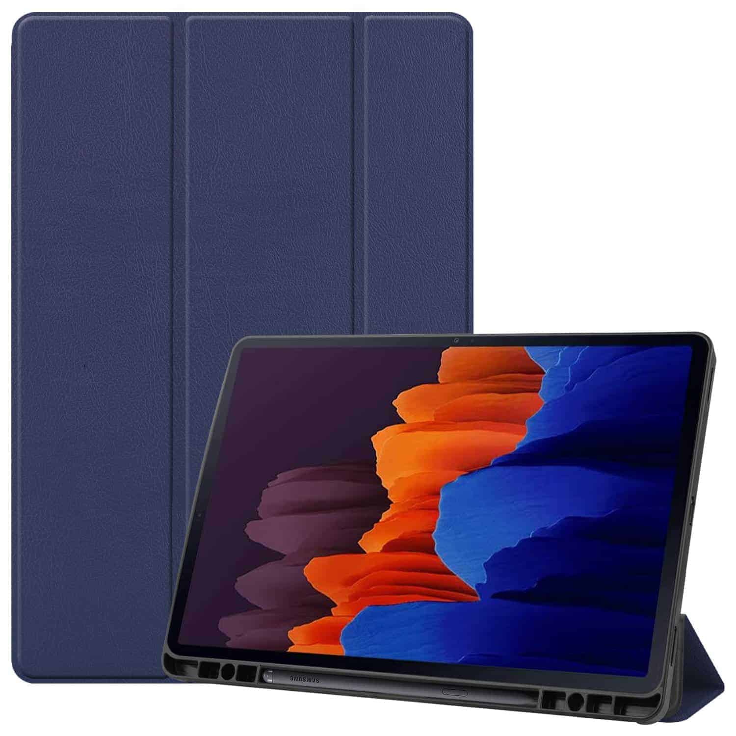 FONU Tri-Fold SmartCase Hoes Samsung Galaxy Tab S7 PLUS (2020) 12.4 inch - (T970 T975) - Donkerblauw 1