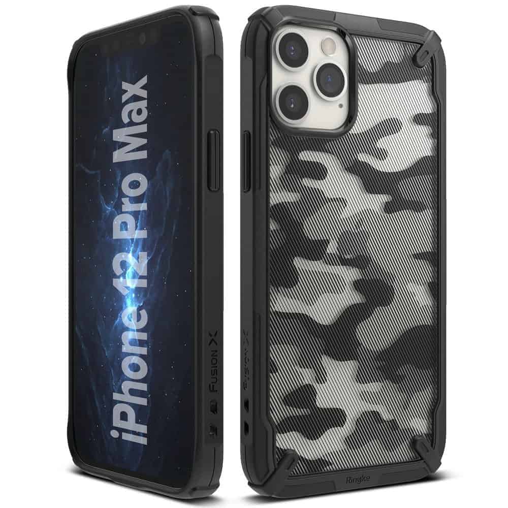 Ringke Fusion X Design hoesje iPhone 12 Pro Max - Zwart Camo