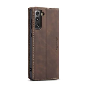 CaseMe Retro Bookcase Hoesje Samsung Galaxy S21 - Donkerbruin 3